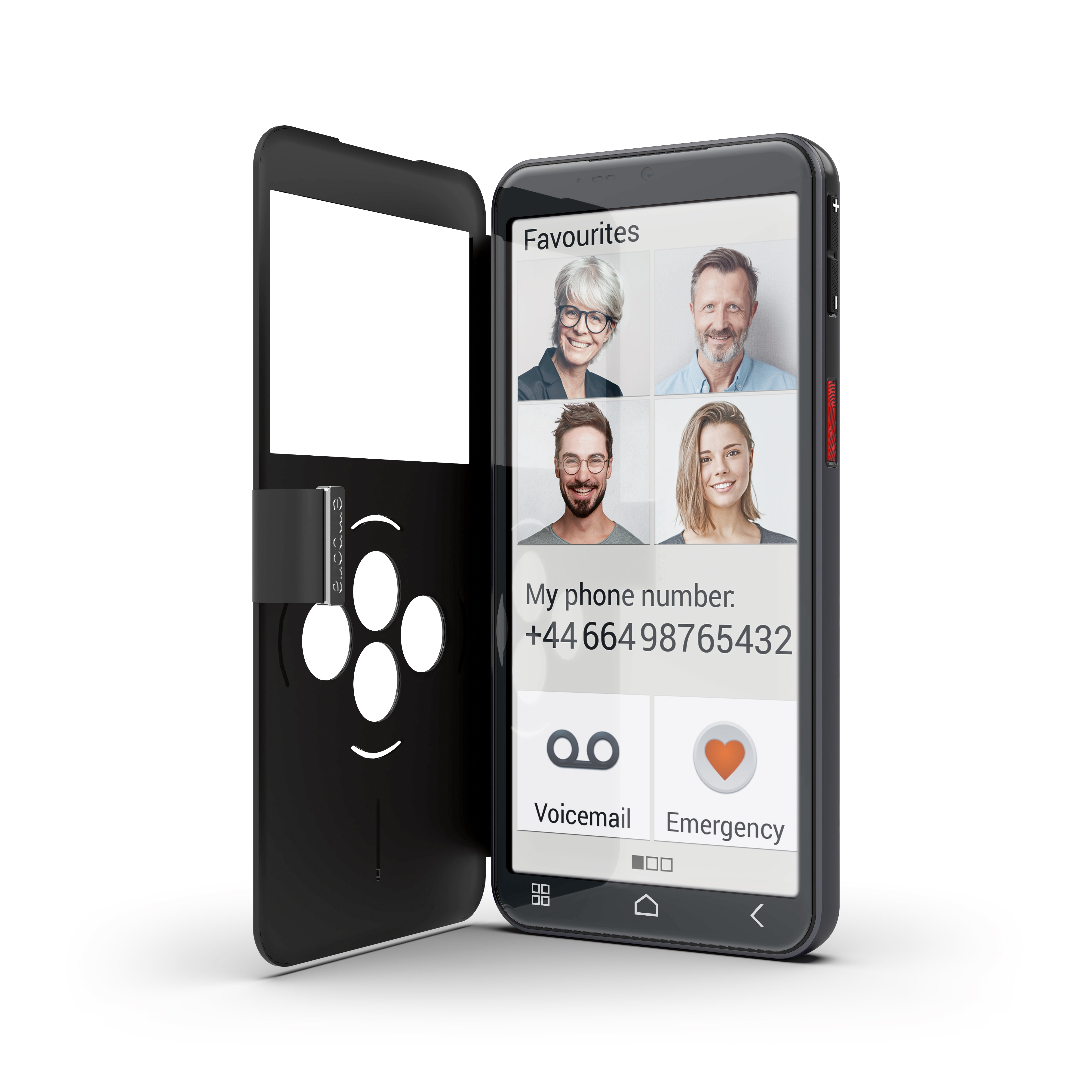 Schwarzes Smartcover für emporiaSMART.6 oder ME.6 geöffnet