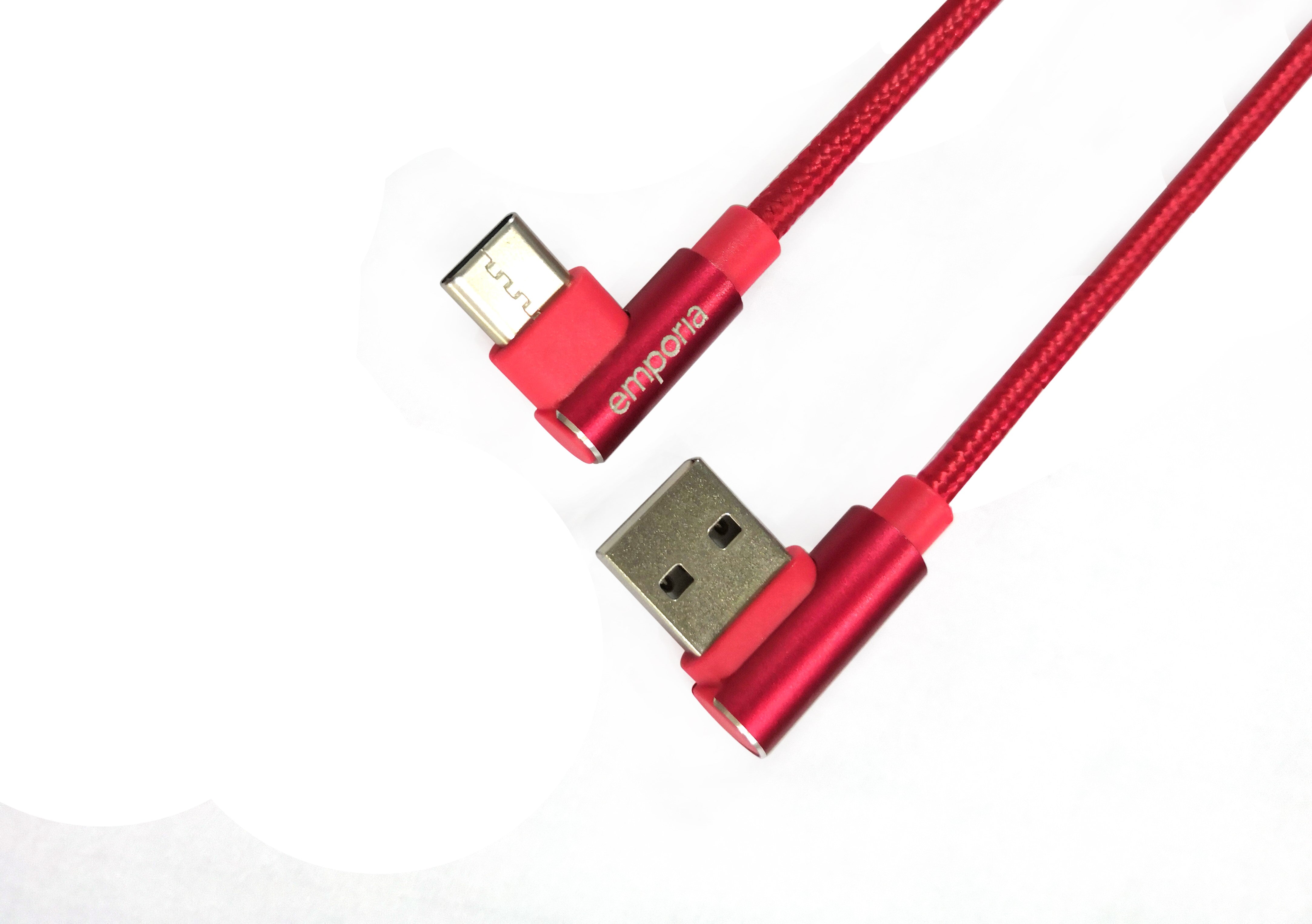 Rotes Typ C Daten- und Ladekabel mit 90 Grad Stecker von emporia