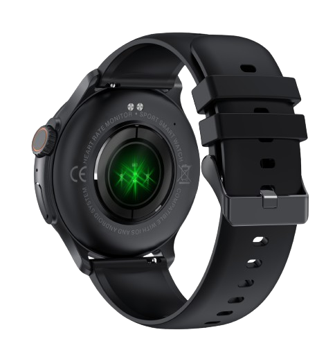 emporia WATCHjoy Smartwatch schwarz. Ansicht von hinten mit Pulsmessfunktion