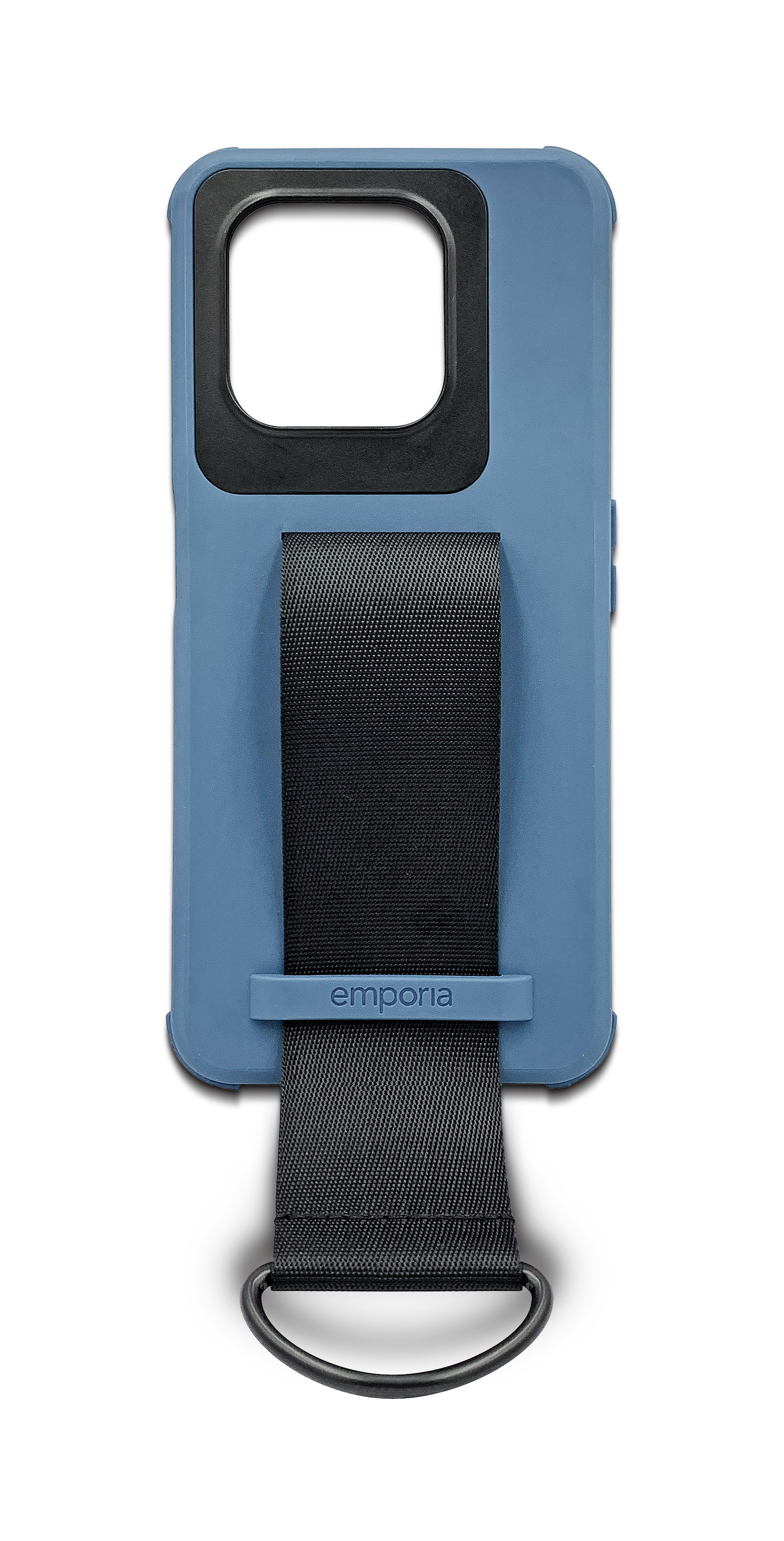 Rückansicht der blauen Hülle mit Schlaufe zum Tragen für das emporia SMART.6