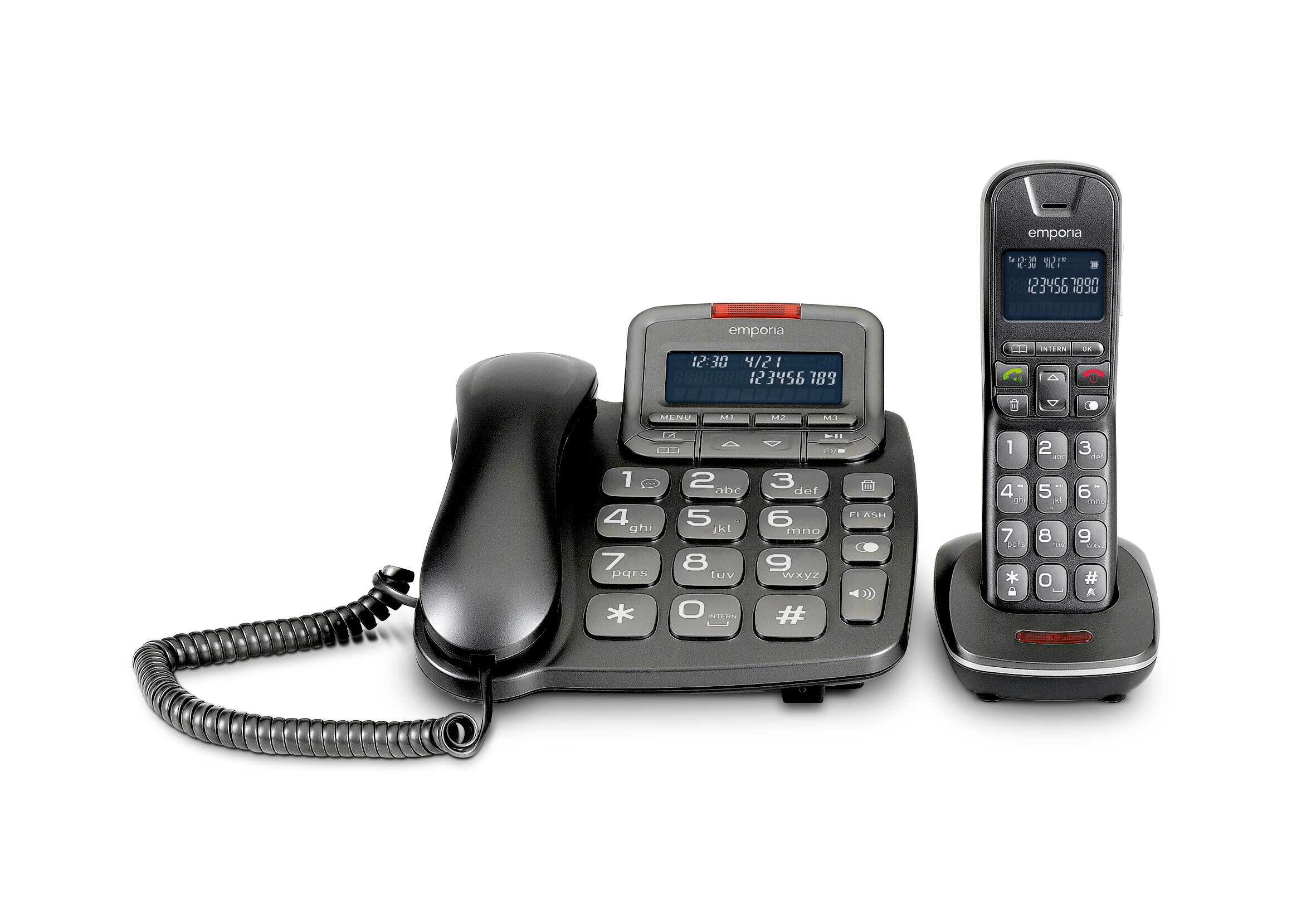 emporia TH-21ABB Komfort-Telefon-Set (Festnetz) mit schnurlosem und schnurgebundenem Telefon